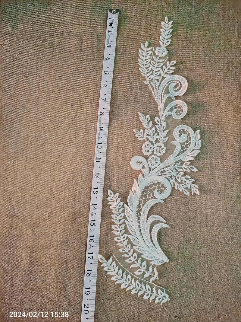Unique Bridal Pearl White Patch Applique Patch 1 White Pt24 Beautiful Dyeable White Gowns Patch  - Image 3