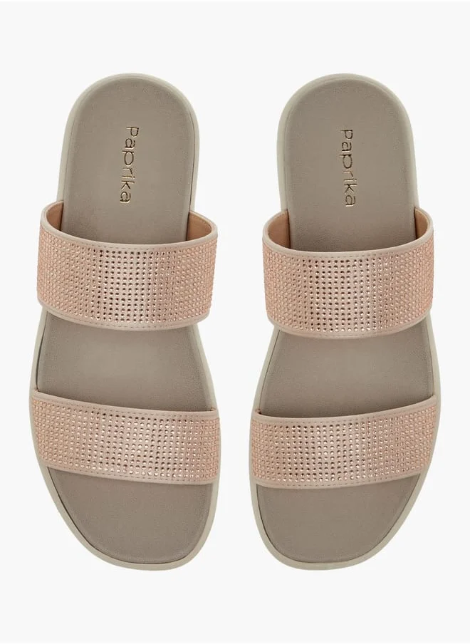 بابريكا Women's Embellished Slip-On Flatform Sandals