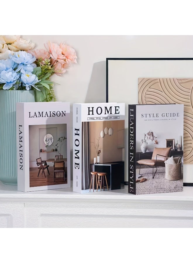 Set of 3 Decorative Faux Books for Home Décor – Modern Nordic Minimalist Fake Book Collection for Coffee Table, Bookshelf & Desktop Styling, Living Room, Bedroom, Office Decoration, Photography & Film Props, Stylish Stacked Display Ornament - Image 3