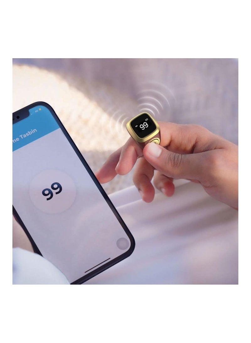 IQibla Zikr lite Smart Tasbih Tally Counter Ring Zikr Digital Tasbih 5 Prayer Time Reminder Bluetooth Pink 18mm - Image 4