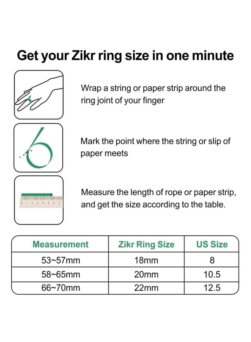 IQibla Zikr lite Smart Tasbih Tally Counter Ring Zikr Digital Tasbih 5 Prayer Time Reminder Bluetooth Pink 18mm - Image 5