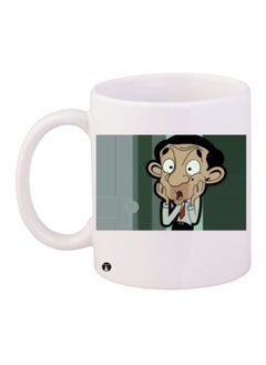 RYN Mr. Bean Printed Coffee Mug White/Beige/Green 11ounce 