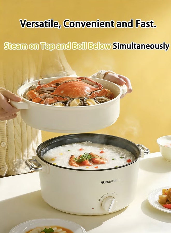 Electric Hot Pot,Non-Stick Electric Cooker, 3 Levels Fires Adjustable Electric Skillet, Frying Pan, Shabu Shabu, Electric Pot for Noodles, Egg, Sterak, Sauté, Dorm Office Family,3 L - Image 4