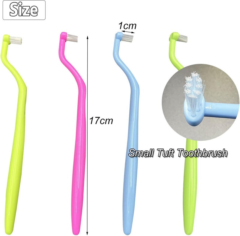HRASY Orthodontic Toothbrush Small Tuft Toothbrush Tiny Compact Interspace Brush for Dental Implants, Braces and Teeth Detail Cleaning, 4 Pieces (4 Colors D) - Image 5