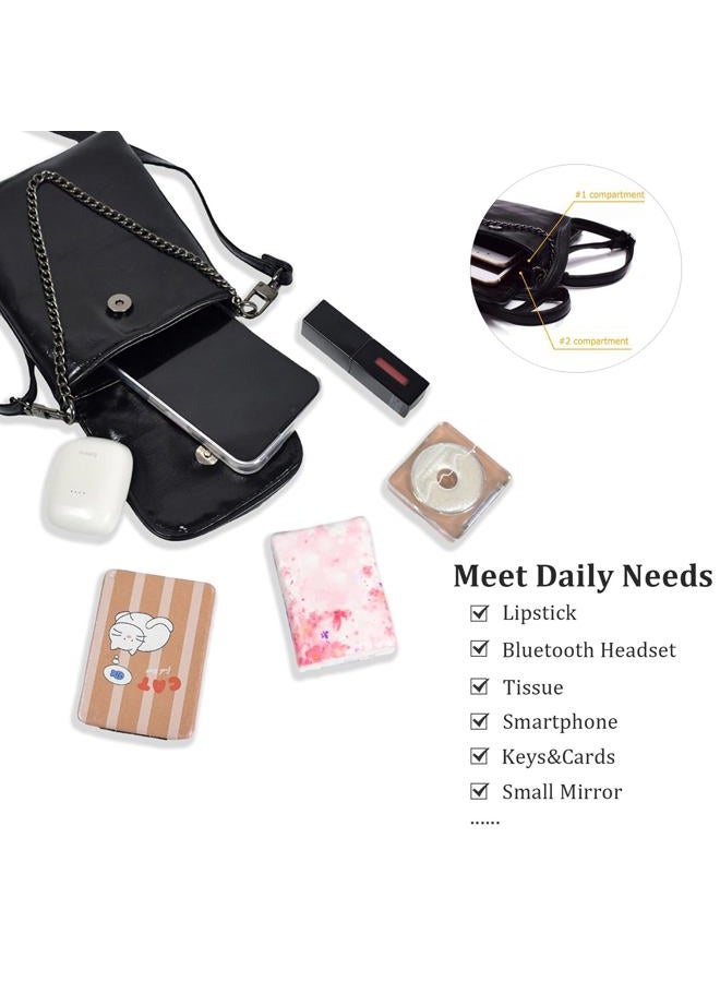 WITERY Women Single Shoulder Crossbody Bags Mini Messenger Bag Cellphone Bags Wallet, [Elegant Design]black, 16*13*4CM - Image 4