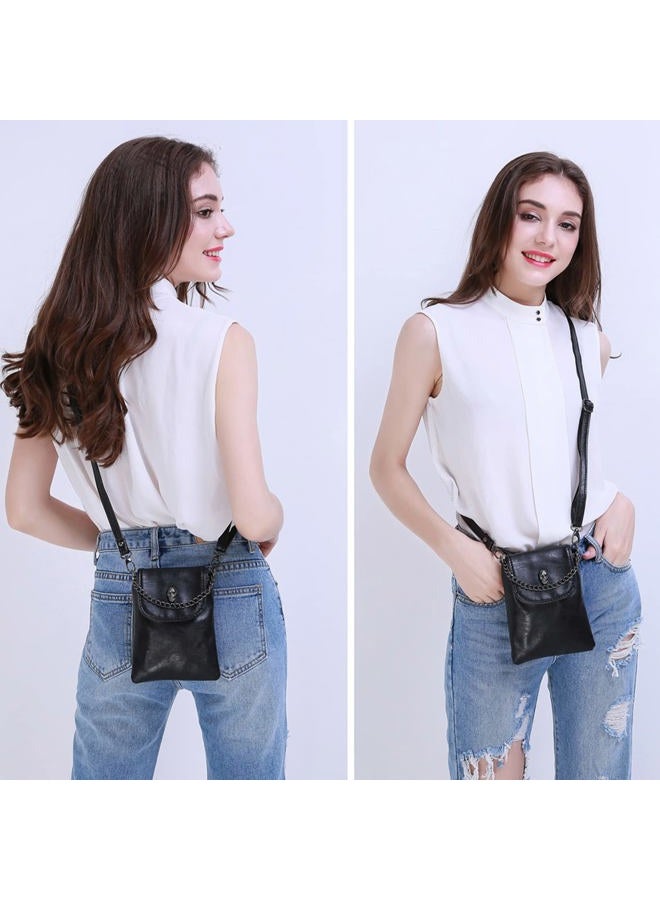 WITERY Women Single Shoulder Crossbody Bags Mini Messenger Bag Cellphone Bags Wallet, [Elegant Design]black, 16*13*4CM - Image 2