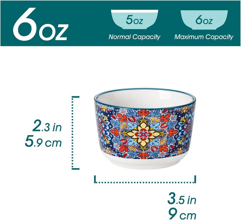 vancasso 6 Oz Ramekins Oven Safe Set of 6 Bohemian Creme Brulee Ramekins Colorful Souffle Dishes Pudding Custard Cups for Baking Small Ceramic Bowls for Dipping Sauce Ice Cream - Image 2
