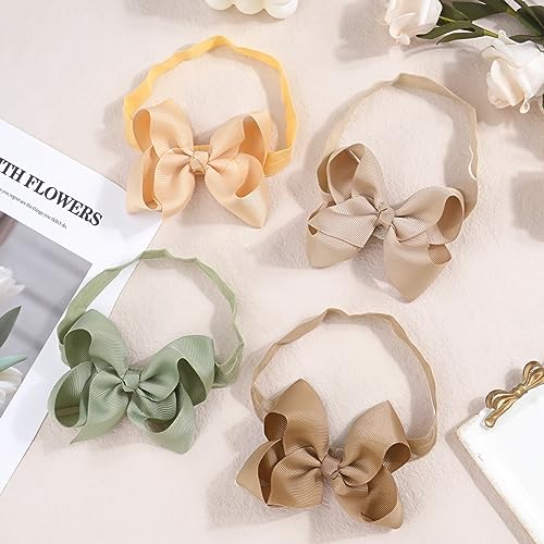 CellElection 40 Colors Baby Grosgrain Ribbon Hair Bows Headbands 4.5Inch Hair Bows Headbands Big Bow Hair Bands Hair Accessories for Baby Girls Infants Toddlers Newborns - Image 4