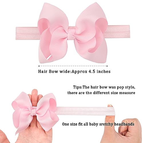 CellElection 40 Colors Baby Grosgrain Ribbon Hair Bows Headbands 4.5Inch Hair Bows Headbands Big Bow Hair Bands Hair Accessories for Baby Girls Infants Toddlers Newborns - Image 3