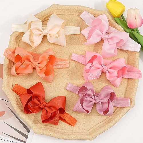 CellElection 40 Colors Baby Grosgrain Ribbon Hair Bows Headbands 4.5Inch Hair Bows Headbands Big Bow Hair Bands Hair Accessories for Baby Girls Infants Toddlers Newborns - Image 2