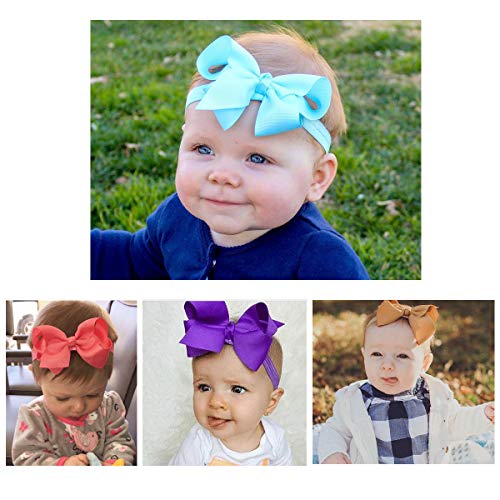 CellElection 40 Colors Baby Grosgrain Ribbon Hair Bows Headbands 4.5Inch Hair Bows Headbands Big Bow Hair Bands Hair Accessories for Baby Girls Infants Toddlers Newborns - Image 5