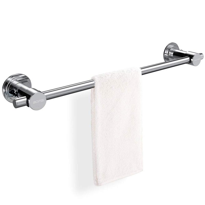 BOPai 24 inch Vacuum Suction Cup Towel Bar Removeable Shower Mat Rod Shower Door Adhesive Towel Bar Suction Towel Rack Premium Chrome