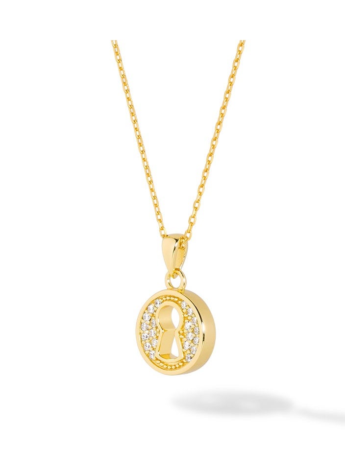 AWNL - AWNL Love Lock Pendant Necklace With Sterling Silver and CZ Diamonds - Image 1