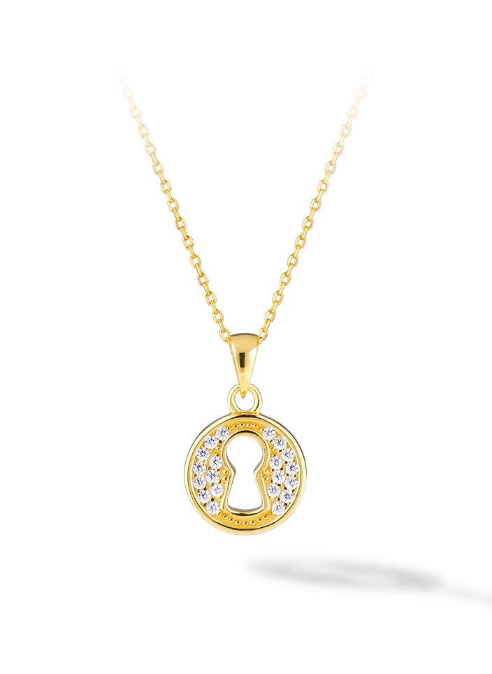 AWNL - AWNL Love Lock Pendant Necklace With Sterling Silver and CZ Diamonds - Image 1
