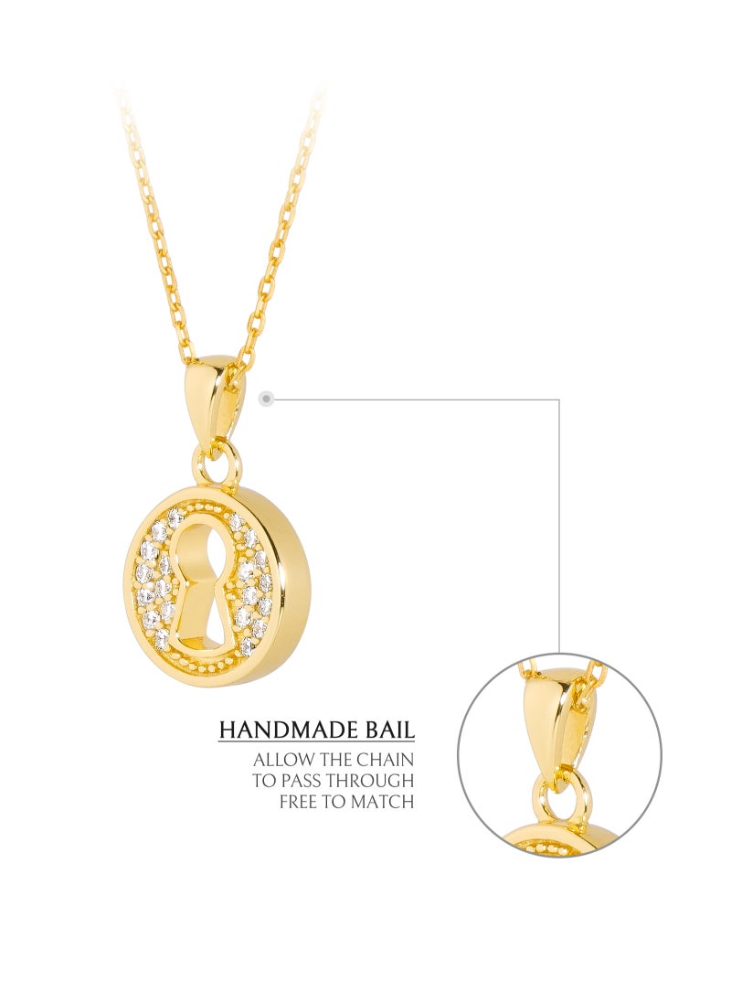 AWNL - AWNL Love Lock Pendant Necklace With Sterling Silver and CZ Diamonds - Image 1