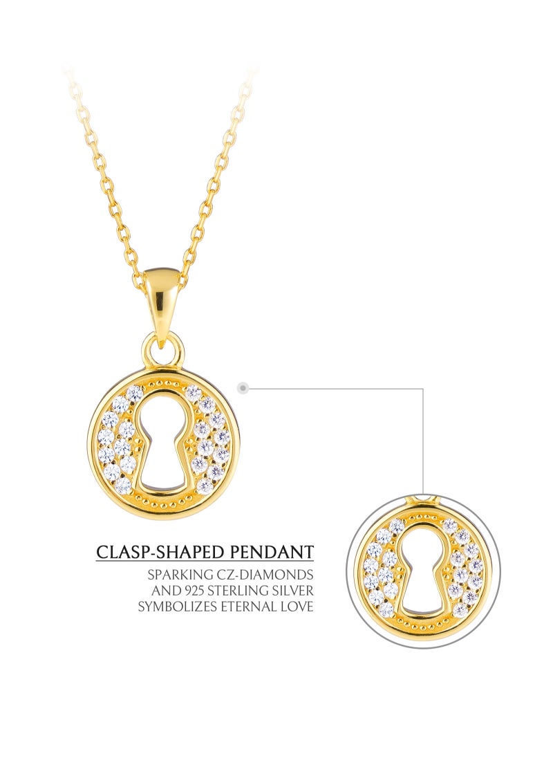 AWNL - AWNL Love Lock Pendant Necklace With Sterling Silver and CZ Diamonds - Image 1