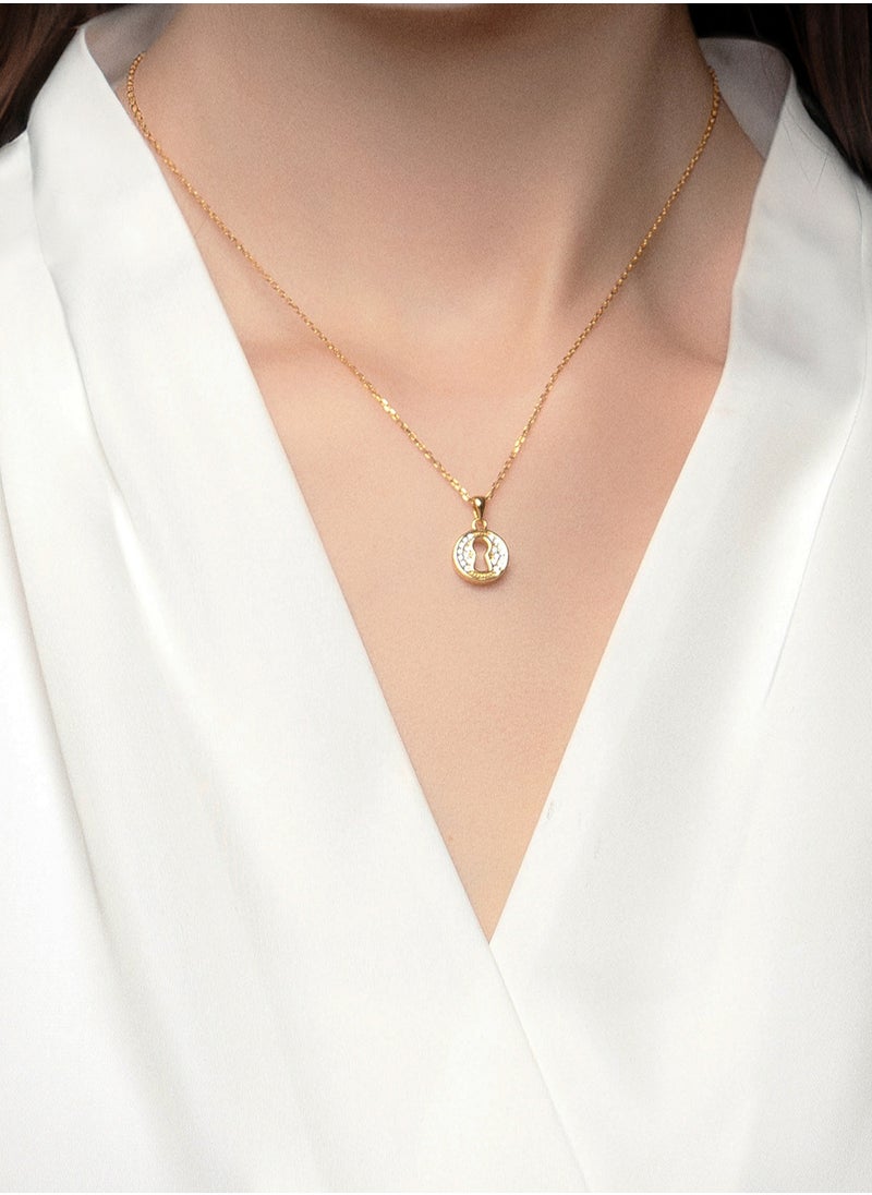 AWNL - AWNL Love Lock Pendant Necklace With Sterling Silver and CZ Diamonds - Image 1