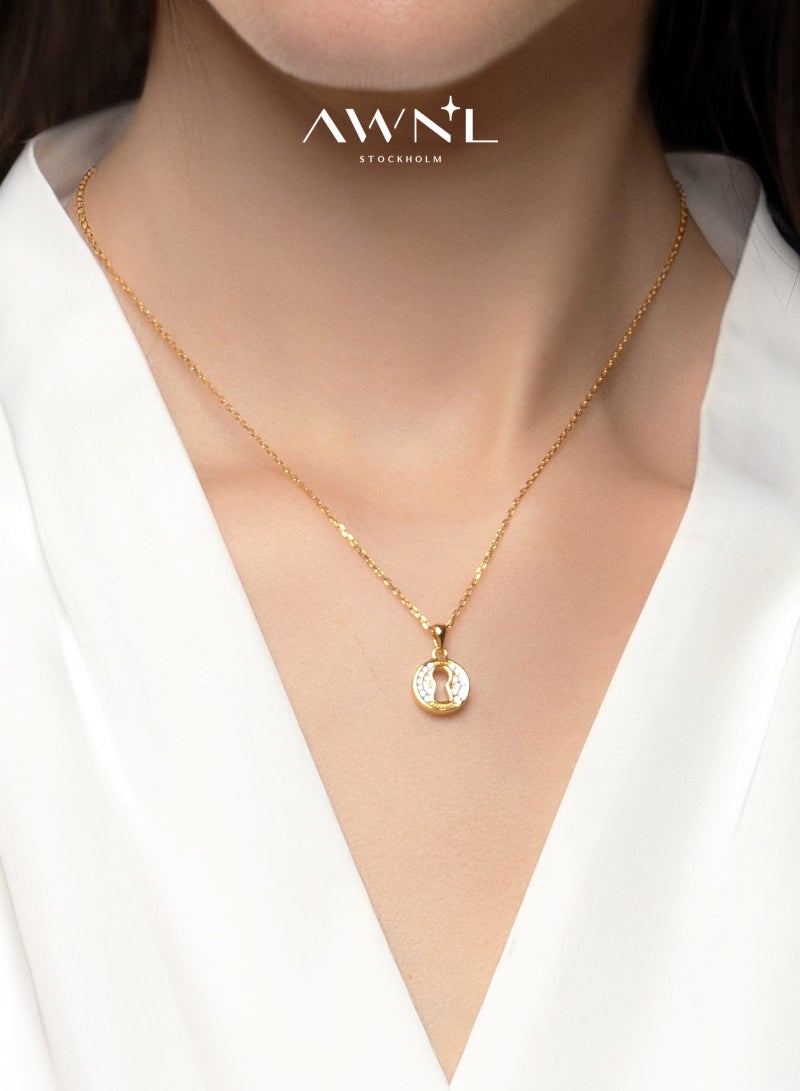 AWNL Women's Love Lock Sterling Silver Pendant Necklace with CZ Diamonds Gift for Girlfriend Wife - Image 1