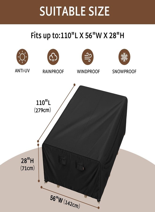 iBirdie أغطية طقم أثاث الفناء الخارجي من iBirdie، مقاس 110 × 56 بوصة، تناسب طاولات وكراسي الطعام الخارجية بمقاس 4 × 9 قدم، وعرض 56، 54، 52 بوصة، وطول 110، 108، 106 بوصة. غطاء مقاوم للماء والظروف الجوية، مصنوع من قماش 800D شديد التحمل. - Image 2