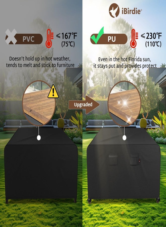 iBirdie أغطية طقم أثاث الفناء الخارجي من iBirdie، مقاس 110 × 56 بوصة، تناسب طاولات وكراسي الطعام الخارجية بمقاس 4 × 9 قدم، وعرض 56، 54، 52 بوصة، وطول 110، 108، 106 بوصة. غطاء مقاوم للماء والظروف الجوية، مصنوع من قماش 800D شديد التحمل. - Image 4