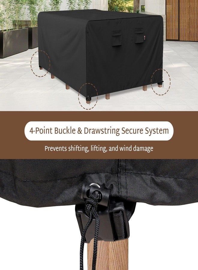 iBirdie أغطية طقم أثاث الفناء الخارجي من iBirdie، مقاس 110 × 56 بوصة، تناسب طاولات وكراسي الطعام الخارجية بمقاس 4 × 9 قدم، وعرض 56، 54، 52 بوصة، وطول 110، 108، 106 بوصة. غطاء مقاوم للماء والظروف الجوية، مصنوع من قماش 800D شديد التحمل. - Image 5