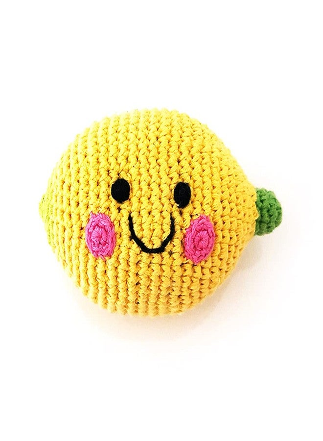 Pebble Fair Trade Handmade Crochet Cotton Friendly Lemon Baby Rattle - Image 1