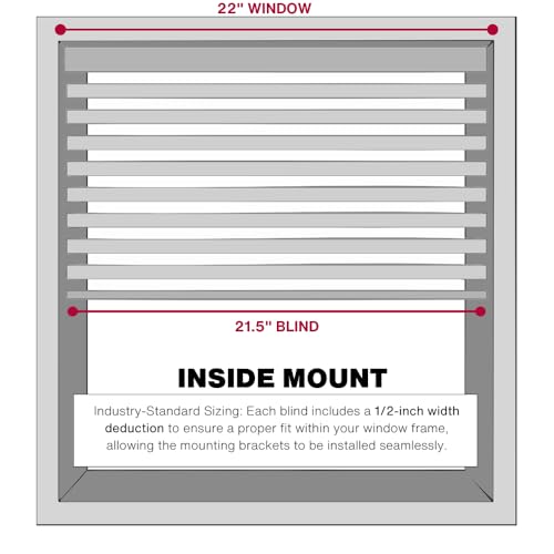 LOTUS & WINDOWARE Cordless Mini Blind, 1" Vinyl Slats, 22" Wide x 36" Long - White, Window Blinds for Home and Office, Interior Door Blinds - Light Filtering - Image 4