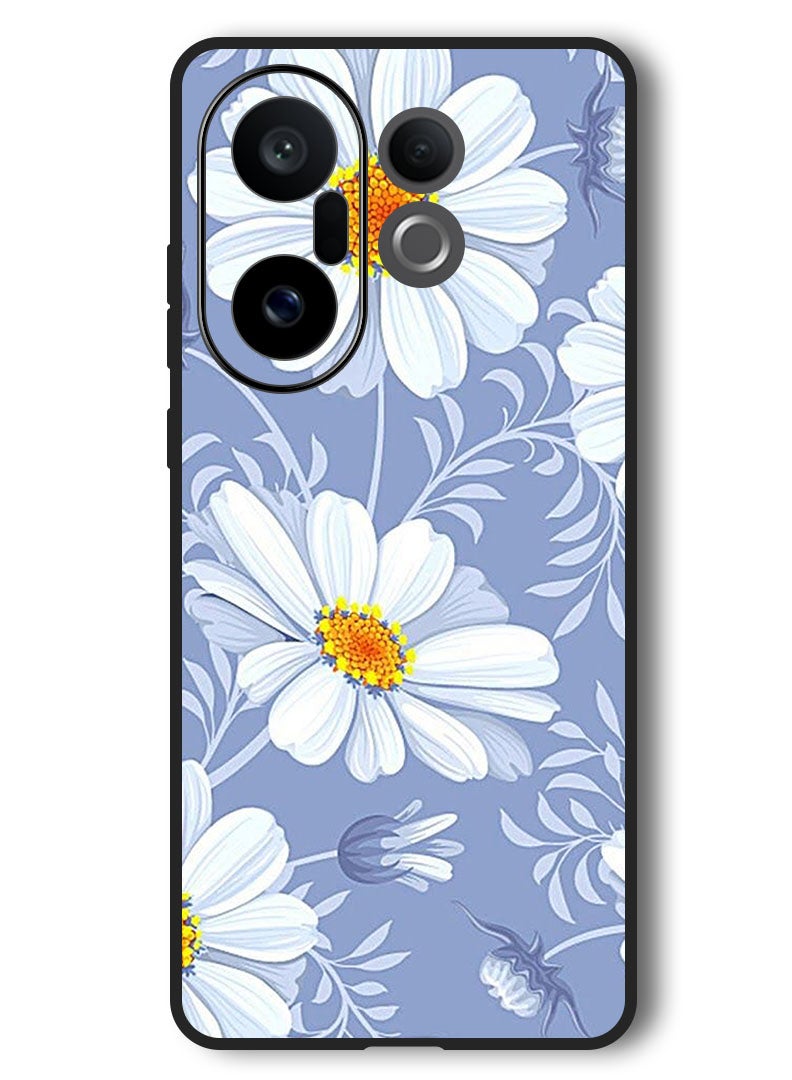 Theodor Case Compatible with Vivo X200 FE 6.31 Inch Protection Shockproof Bumper Cover White Yellow Flower - Image 1