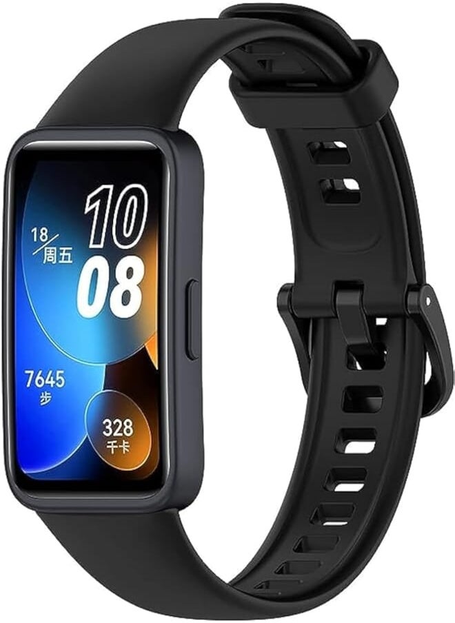 XICEN - XICEN Replacement Strap Compatible for Honor Band 8 Huawei Band 8 Silicone Waterproof Smart Watch Band (Black) - Image 1