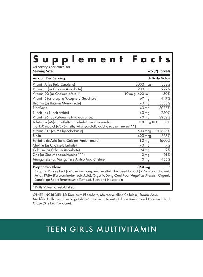 MICHAEL'S Health Naturopathic Programs Teen Girls Multivitamin - 90 Vegetarian Tablets - with B Complex Vitamins & Female Herbal Blend - Kosher - 45 Servings - Image 2