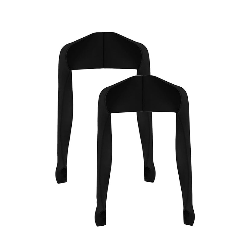 Cool Shawl Arm Covers 2Pack Sun Protection with Finger Holes UV Protection Arm Covers for Golf black One size fits all