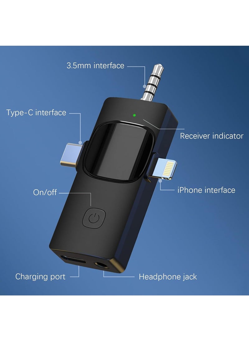MMG - ميكروفون Lavalier لاسلكي 3 في 1 لهاتف iPhone iPad iPhone 15 USB C وكاميرا الكمبيوتر الذكية، التوصيل والتشغيل الذكي لتقليل الضوضاء ميكروفون صغير لـ Vlog YouTube TikTok Live Streaming (MIC 2) - Image 1