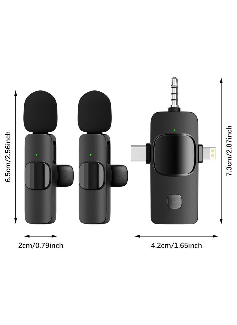 MMG - ميكروفون Lavalier لاسلكي 3 في 1 لهاتف iPhone iPad iPhone 15 USB C وكاميرا الكمبيوتر الذكية، التوصيل والتشغيل الذكي لتقليل الضوضاء ميكروفون صغير لـ Vlog YouTube TikTok Live Streaming (MIC 2) - Image 1