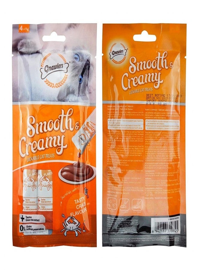 Petlicious & More Gnawlers Smooth & Creamy Cat Snacks - Tasty Crab Flavour - Wet Treat 4 in 1 x 15g (Pack of 6 x 60g) - Image 2