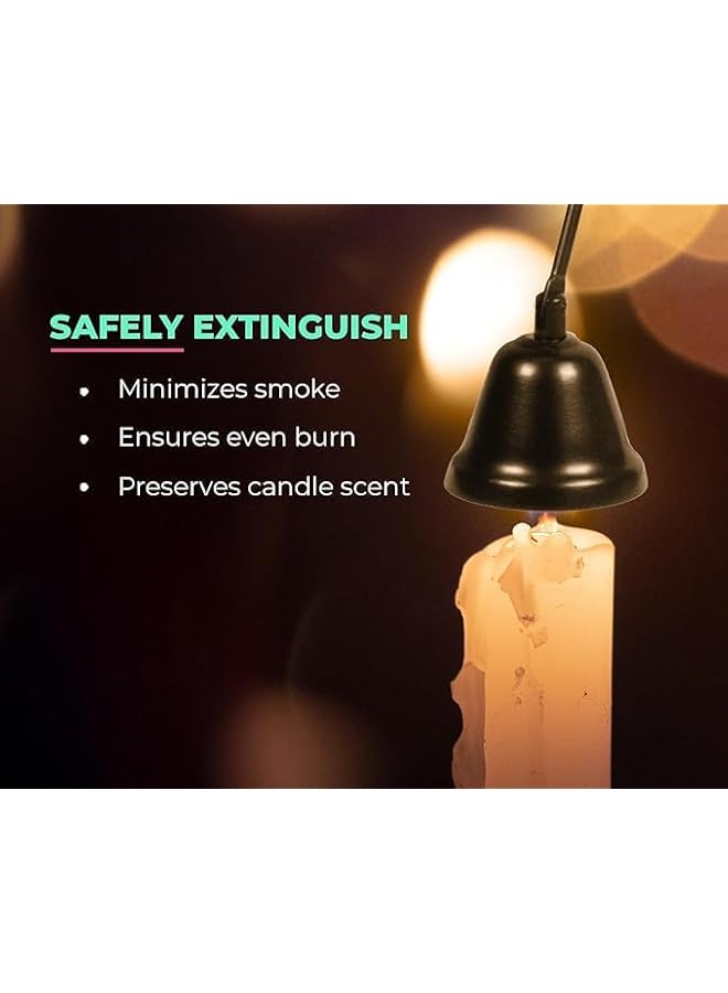 The Bros 4 in 1 Candle Accessory Set, Candle Wick Trimmer Cutter, Candle Snuffer & Candle Wick Dipper, Storage Tray Plate Stainless Steel Candle Care Kit for Candle Lover (Black) - Image 3