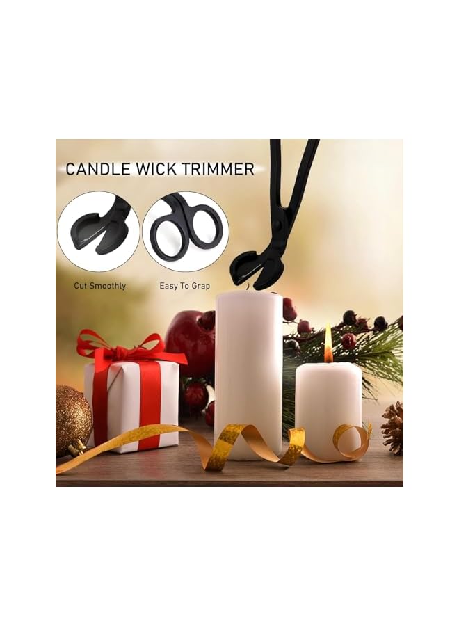 The Bros 4 in 1 Candle Accessory Set, Candle Wick Trimmer Cutter, Candle Snuffer & Candle Wick Dipper, Storage Tray Plate Stainless Steel Candle Care Kit for Candle Lover (Black) - Image 4