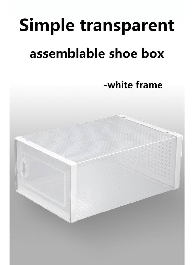 White assemblable foldable transparent shoe box storage box-12 pcs - Image 1