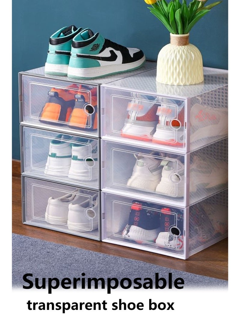 White assemblable foldable transparent shoe box storage box-12 pcs - Image 2