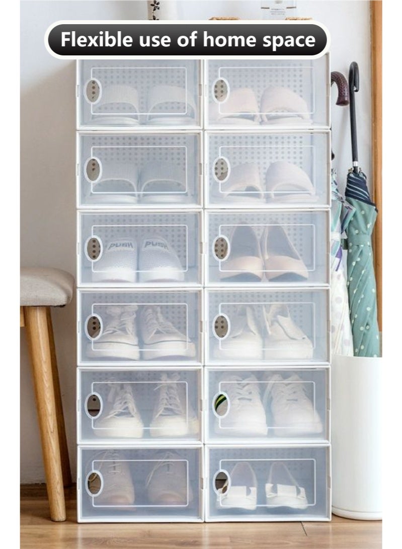 White assemblable foldable transparent shoe box storage box-12 pcs - Image 3