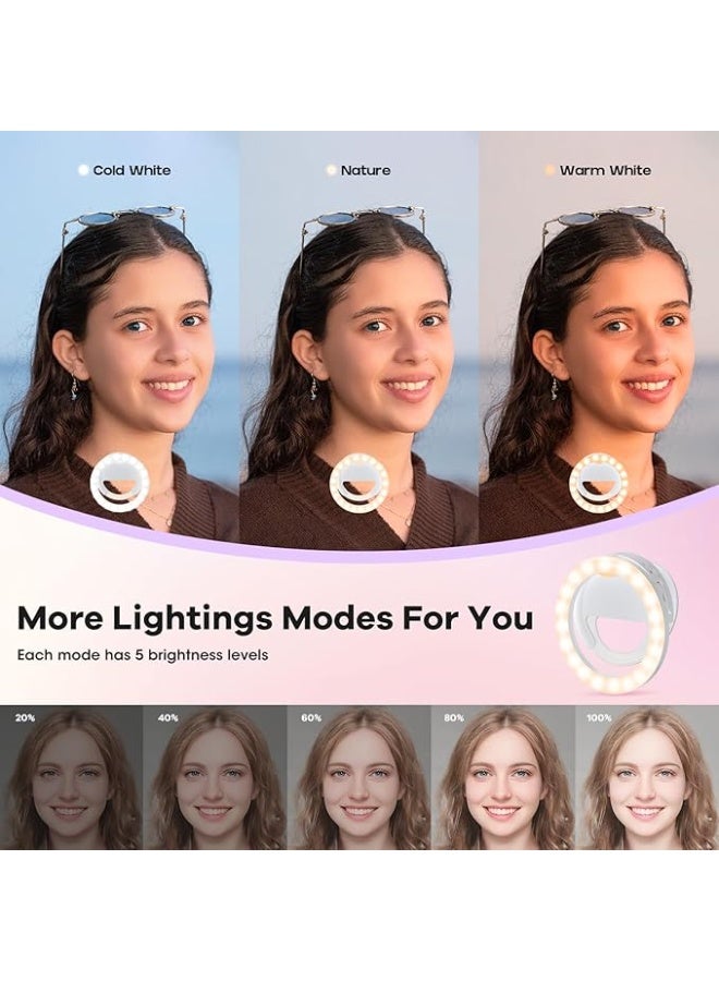 رينج لايت للموبايل يُثبت بالكليب – قابل للدوران وقابل للشحن – مثالي للتصوير والمكياج - Image 5