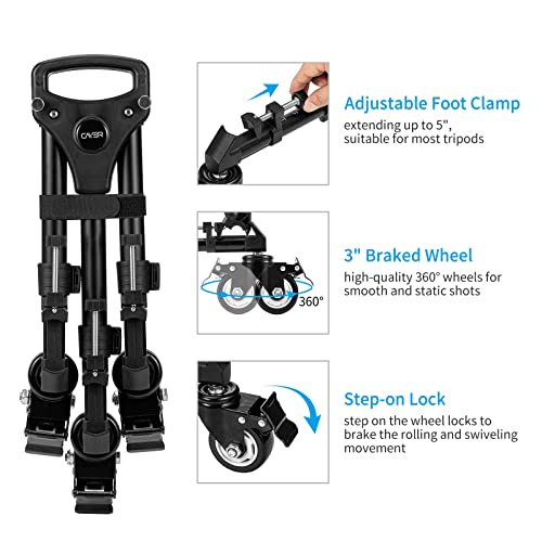 Cayer TD03 Tripod Dolly, Heavy Duty Rolling Dolly with 3" Large Wheels and Carrying Case, upports up to 66lbs, Compatible with Tripods and Light Stands for Photography and Videos - Image 5