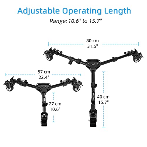 Cayer TD03 Tripod Dolly, Heavy Duty Rolling Dolly with 3" Large Wheels and Carrying Case, upports up to 66lbs, Compatible with Tripods and Light Stands for Photography and Videos - Image 3