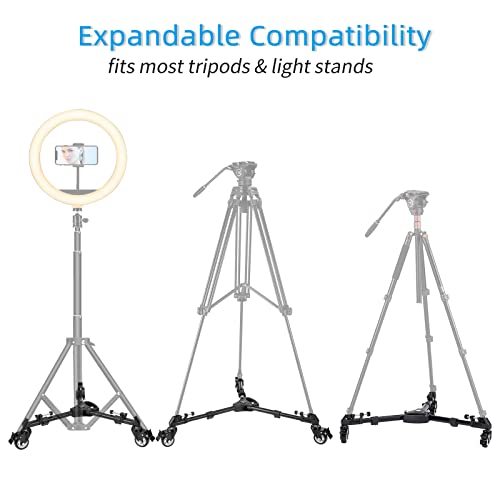 Cayer TD03 Tripod Dolly, Heavy Duty Rolling Dolly with 3" Large Wheels and Carrying Case, upports up to 66lbs, Compatible with Tripods and Light Stands for Photography and Videos - Image 2