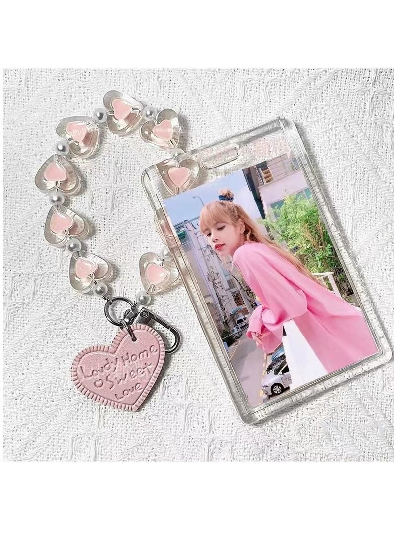 Generic Blackpink Lisa Cute Heart Acrylic ID Card Holder  - Image 1