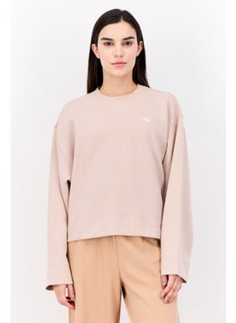 Women Sportswear Fit Long Sleeves Outdoor Sweatshirt, Tan