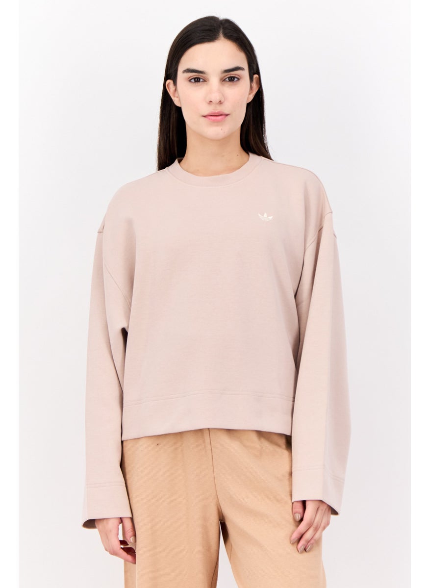 adidas Originals - Women Sportswear Fit Long Sleeves Outdoor Sweatshirt, Tan - Image 1