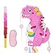 WERNNSAI Foldable Dinosaur Piata Pull String Dinosaur Birthday Party Supplies Extendable Piata with Blindfold Bat and Tassels Dinosaur Birthday Decoration Pink Dinosaur Piatas for Classroom Game - Image 3