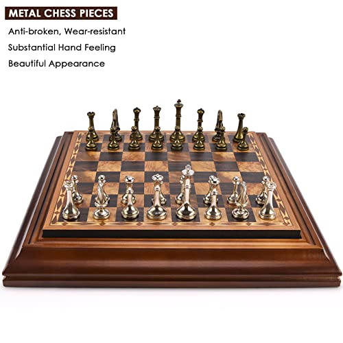AMEROUS 14 inches Wooden Chess Set with Metal Chess Pieces / 2.5'' King/Storage for Chessmen/Gift Package/Instructions/Classic Board Game - Image 4