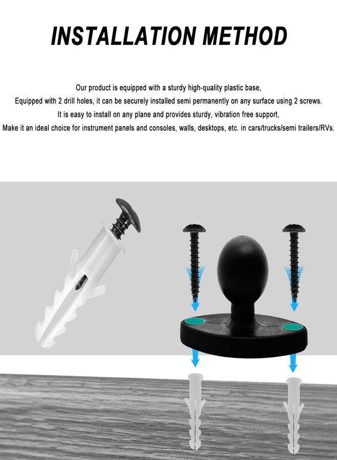 Sruim Phone Mount Holder with B Size 1" Ball Diamond Base & Double Socket Arm (Medium) for Car Boat Truck Motorcycle UTV ATV fit 4.7''-7.2'' Phone - Image 3