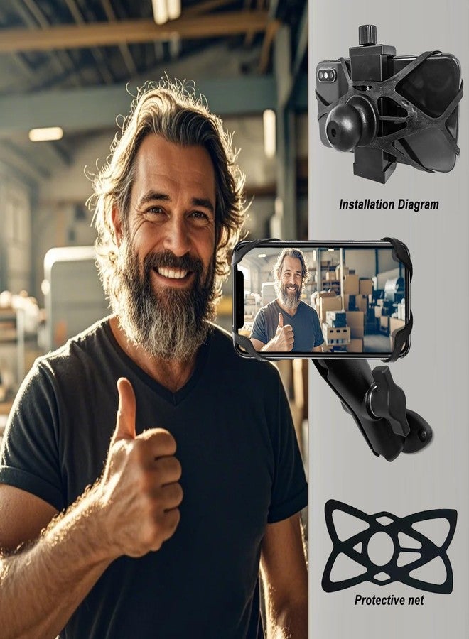 Sruim Phone Mount Holder with B Size 1" Ball Diamond Base & Double Socket Arm (Medium) for Car Boat Truck Motorcycle UTV ATV fit 4.7''-7.2'' Phone - Image 5